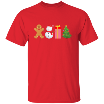 Gingerbread, Snowman, Present, Tree Unisex T-Shirt – Festive Holiday Fun