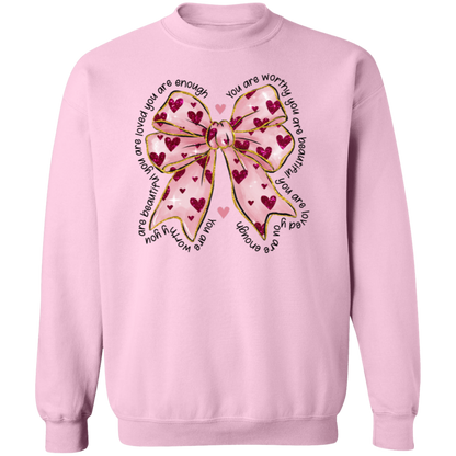 Valentine's Day You Are Worthy Coquette Bow Sweatshirt