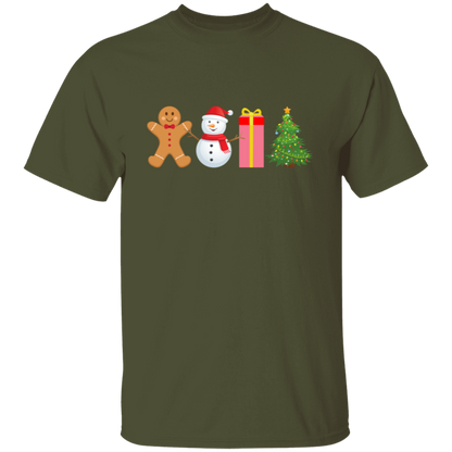 Gingerbread, Snowman, Present, Tree Unisex T-Shirt – Festive Holiday Fun