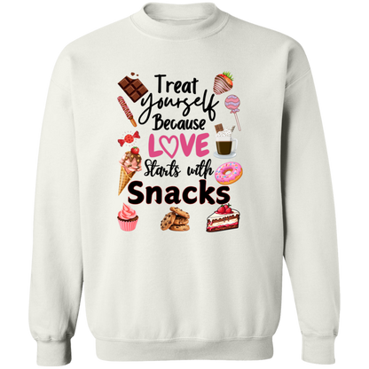 Treat Yourself Because Love Starts with Snacks Valentine's Day Unisex T-Shirt/Sweatshirt/Hoodie