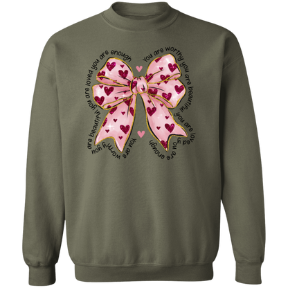 Valentine's Day You Are Worthy Coquette Bow Sweatshirt