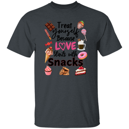 Treat Yourself Because Love Starts with Snacks Valentine's Day Unisex T-Shirt/Sweatshirt/Hoodie