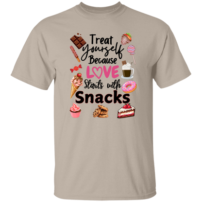 Treat Yourself Because Love Starts with Snacks Valentine's Day Unisex T-Shirt/Sweatshirt/Hoodie