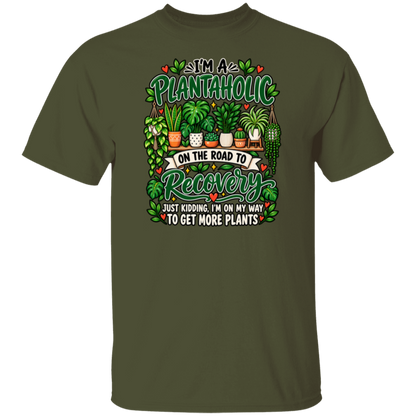 Funny gardening and plant parent T-shirt in olive green