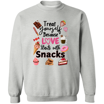 Treat Yourself Because Love Starts with Snacks Valentine's Day Unisex T-Shirt/Sweatshirt/Hoodie