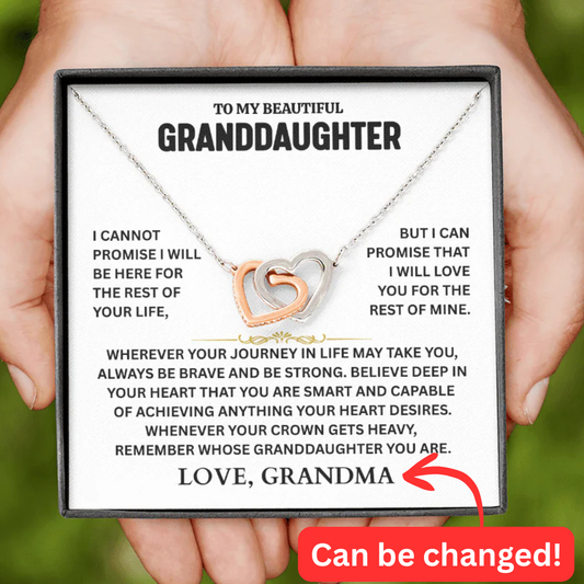 Granddaughter Interlocking Hearts Necklace – Gift from Grandma or Grandpa