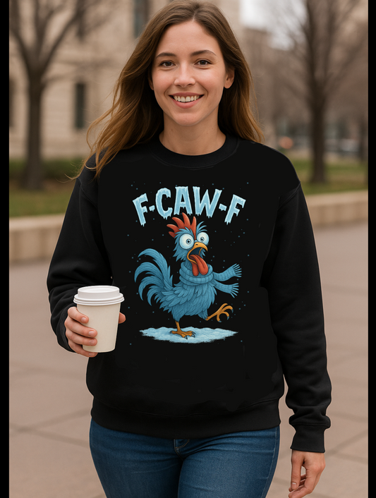 Funny F-CAW-F Chicken Winter Sweatshirt | Hilarious Holiday Gift