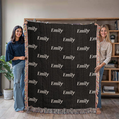 Custom Name Woven Blanket – Personalized Heirloom Throw for Cozy Gifting