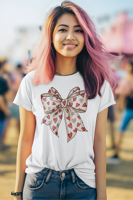 Hearts Coquette Bow Valentine's Day T-Shirt