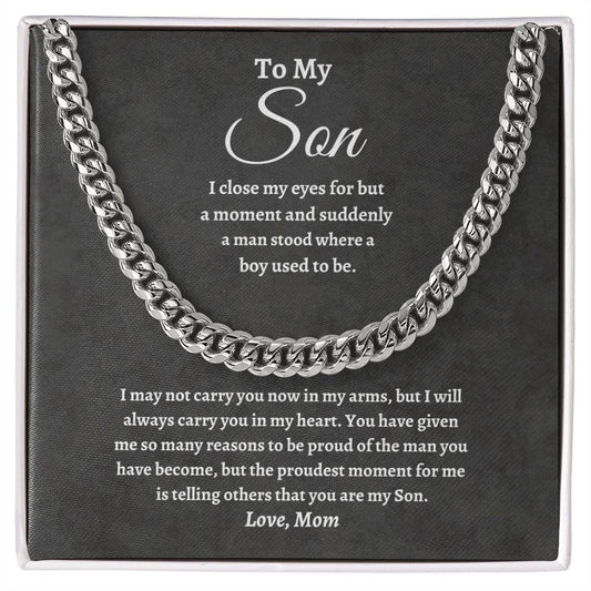 To My Son Cuban Link Chain - Love Mom