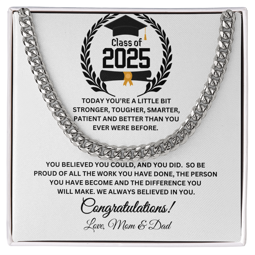 Personalized Class of 2025 Congratulations Son Cuban Chain Link