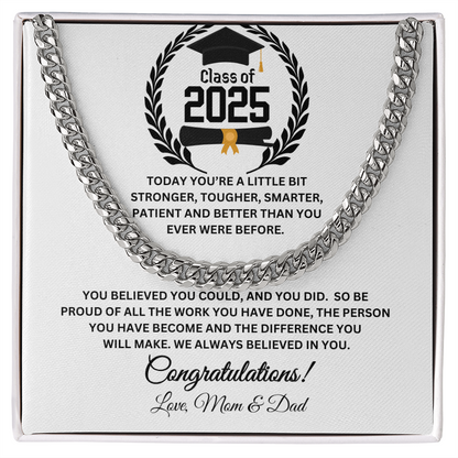 Personalized Class of 2025 Congratulations Son Cuban Chain Link