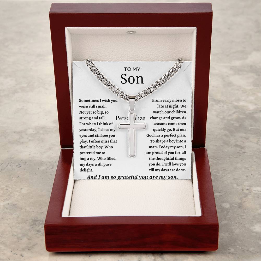 To My Son - Cuban Chain with Artisan Necklace - WHT
