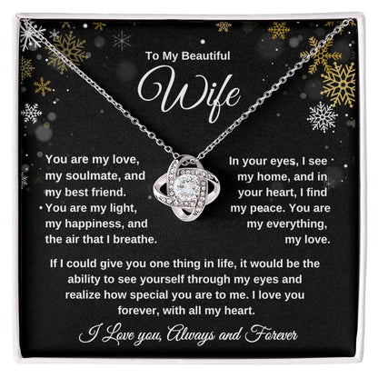 To My Beautiful Wife Love Knot Necklace - Snowflakes