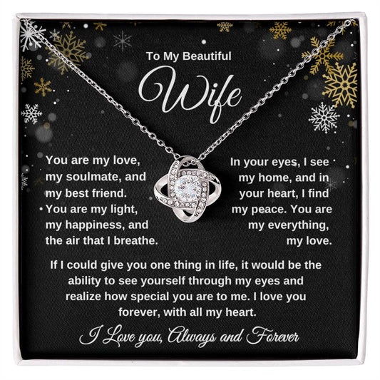 To My Beautiful Wife Love Knot Necklace - Snowflakes