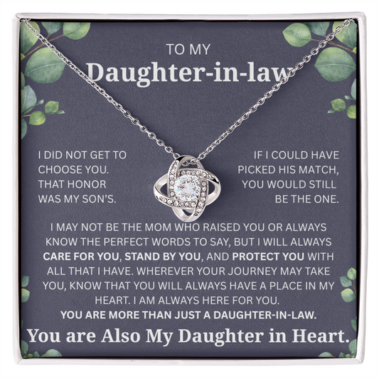 To My Daughter-in-Law Necklace – Meaningful Gift from Mother-in-Law | Forever Love Knot Pendant