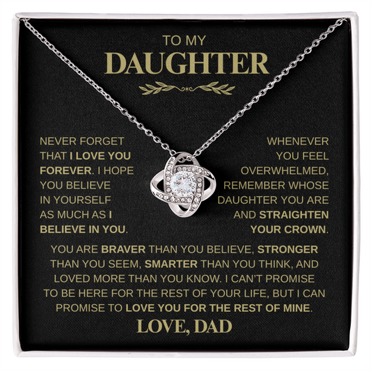 Beautiful Gift for Daughter From Dad "Never Forget That I Love You" Necklace