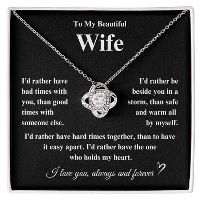 To My Beautiful Wife Love Knot Necklace - Valentine's Day