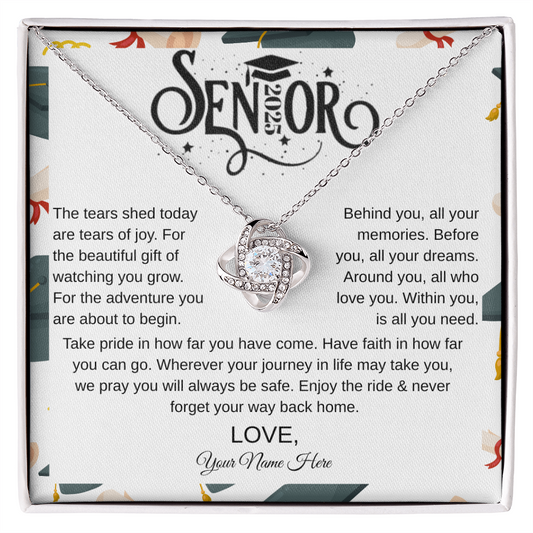 Custom Graduation Gift for Senior 2025/For The Adventure Love Knot Necklace