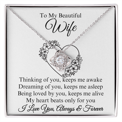 To My Beautiful Wife Love Knot Necklace, Gift for Wife, Valentine's Day, Birthday, Wedding, Anniversary, Mother's Day