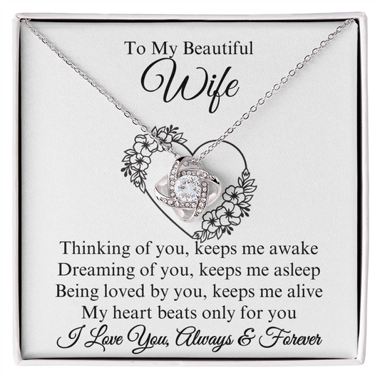 To My Beautiful Wife Love Knot Necklace, Gift for Wife, Valentine's Day, Birthday, Wedding, Anniversary, Mother's Day