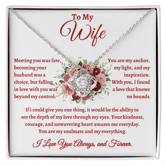 To My Wife, Meeting You Was Fate Love Knot Necklace - Valentine's Day