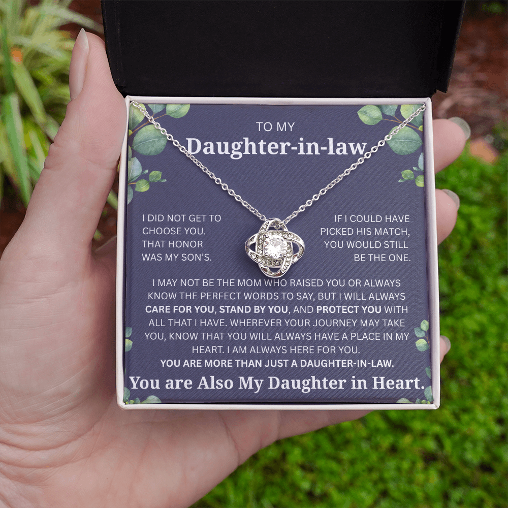 To My Daughter-in-Law Necklace – Meaningful Gift from Mother-in-Law | Forever Love Knot Pendant