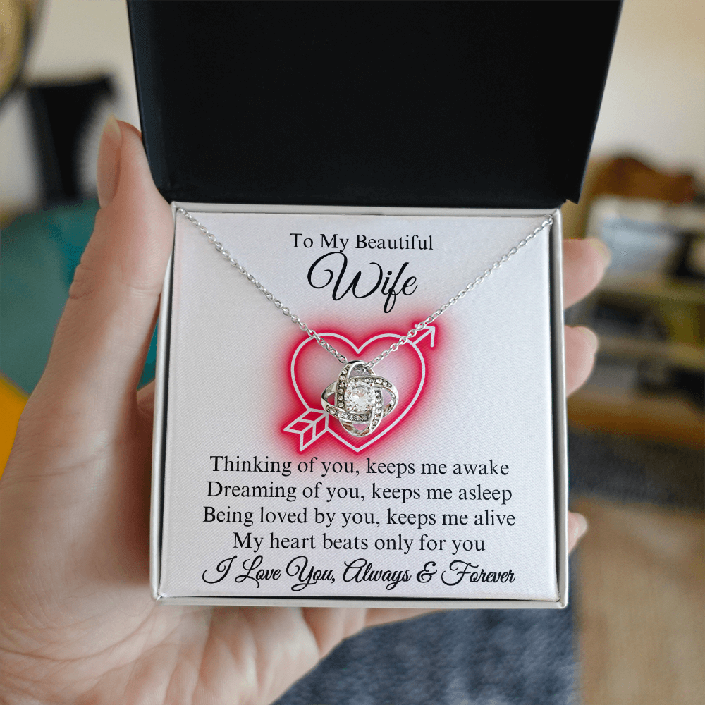To My Beautiful Wife Love Knot Necklace, Gift for Wife, Anniversary, Valentine's Day, Birthday, Wedding