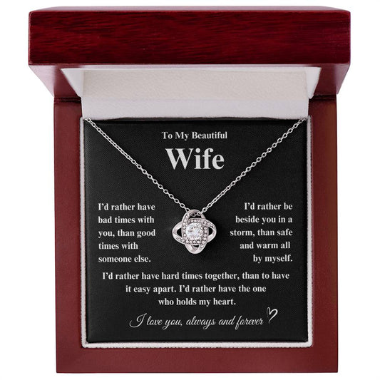 To My Beautiful Wife Love Knot Necklace - Valentine's Day