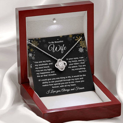 To My Beautiful Wife Love Knot Necklace - Snowflakes