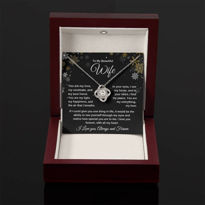 To My Beautiful Wife Love Knot Necklace - Snowflakes