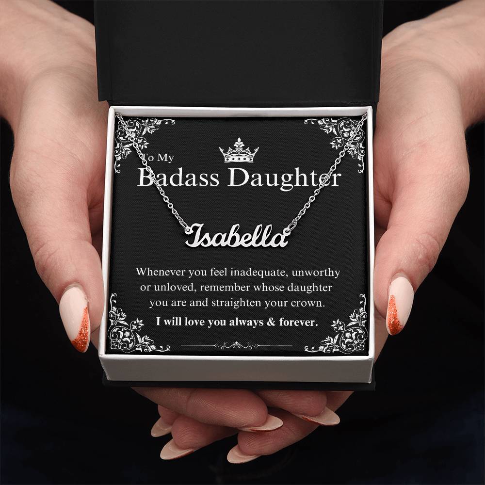 My Badass Daughter Custom Name Necklace – Personalized Gift of Strength