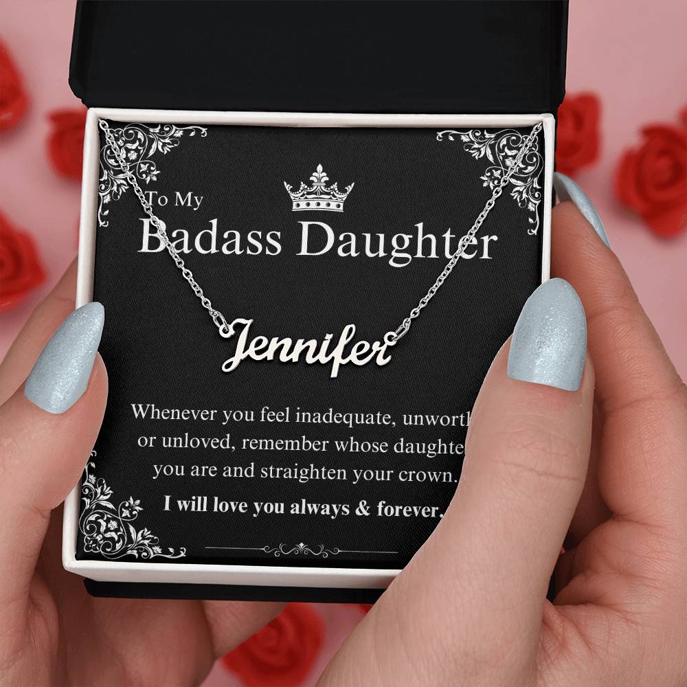 My Badass Daughter Custom Name Necklace – Personalized Gift of Strength