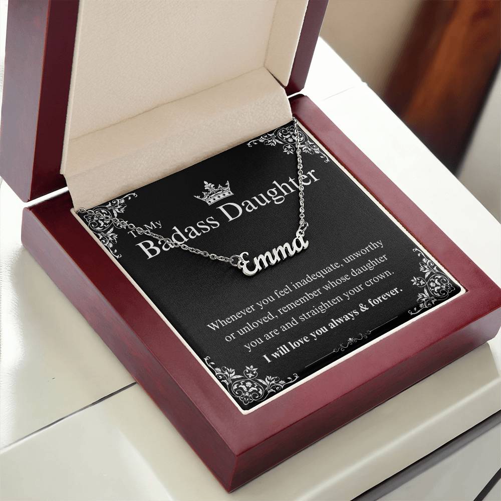 My Badass Daughter Custom Name Necklace – Personalized Gift of Strength