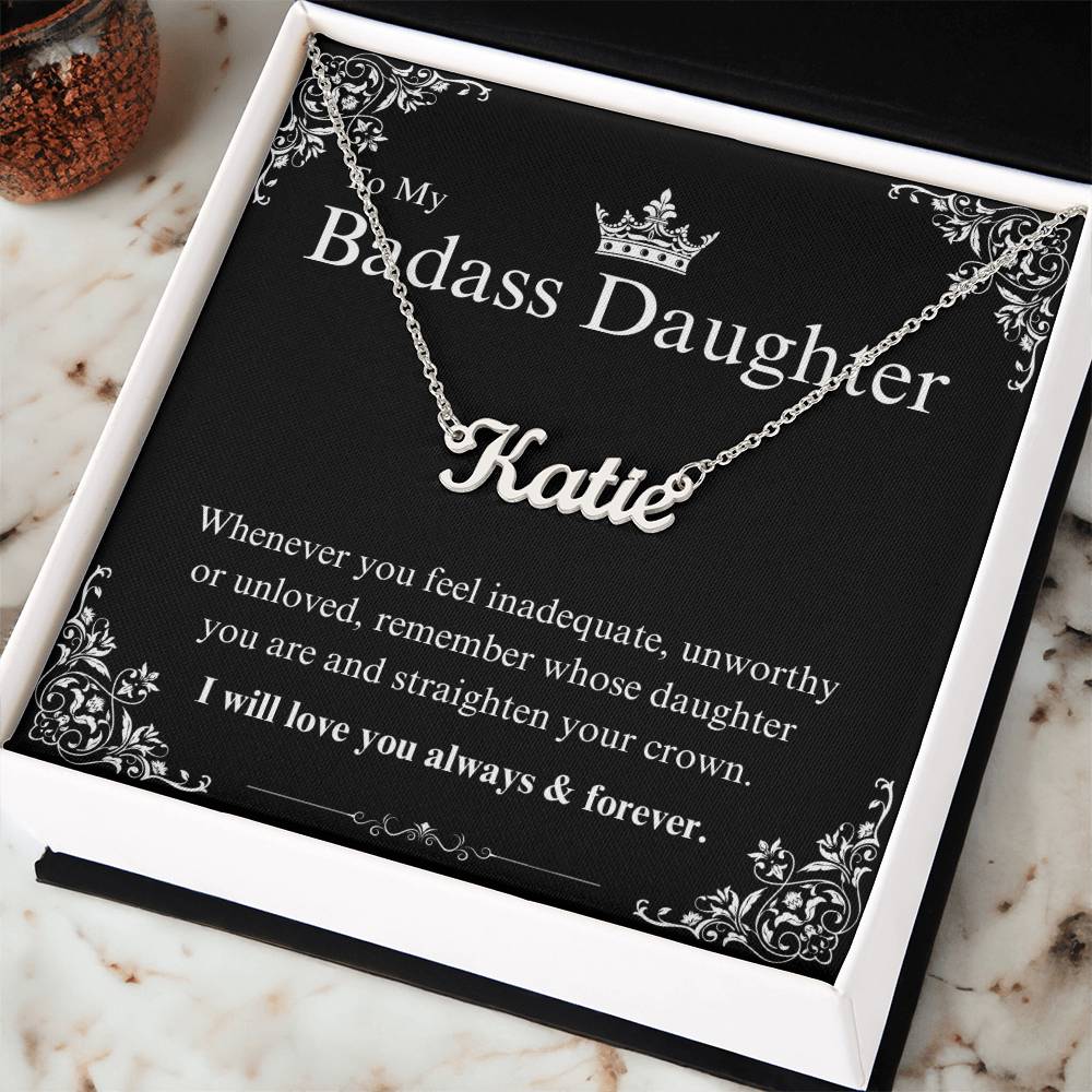 My Badass Daughter Custom Name Necklace – Personalized Gift of Strength