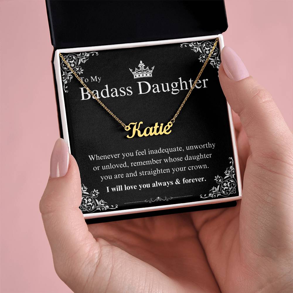 My Badass Daughter Custom Name Necklace – Personalized Gift of Strength