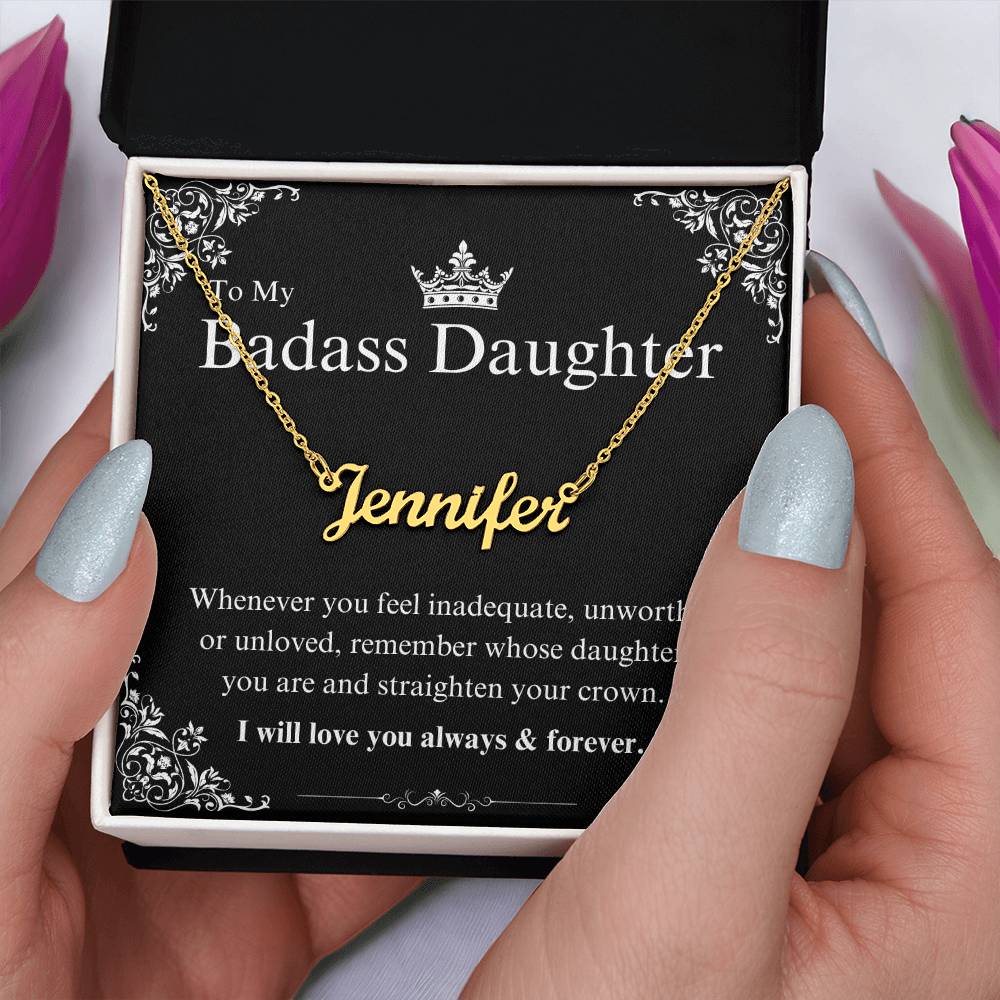 My Badass Daughter Custom Name Necklace – Personalized Gift of Strength