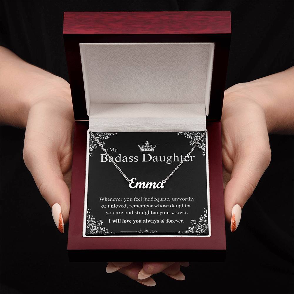 My Badass Daughter Custom Name Necklace – Personalized Gift of Strength