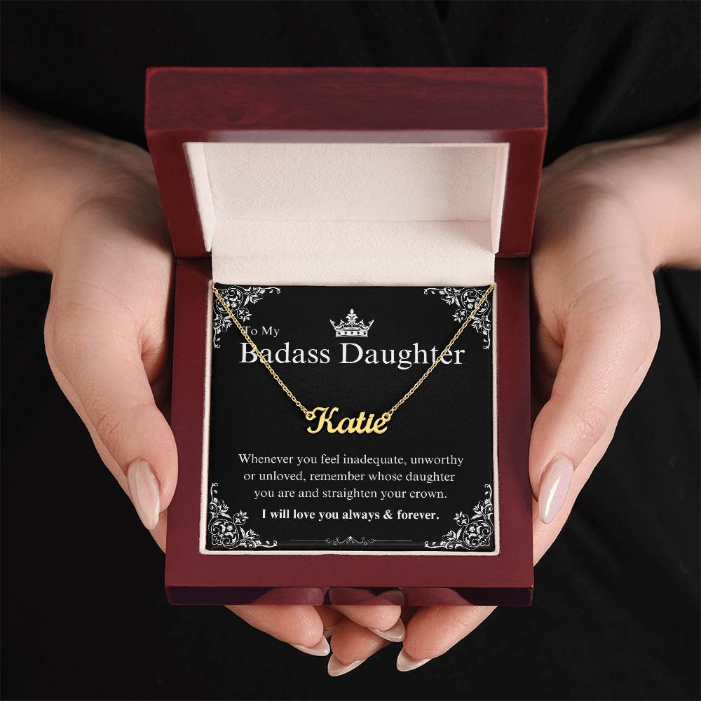 My Badass Daughter Custom Name Necklace – Personalized Gift of Strength