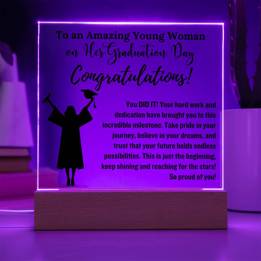 Daughter So Proud of You Graduation Gift, LED Light Acrylic Plaque