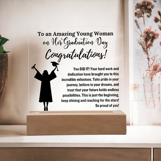 Daughter So Proud of You Graduation Gift, LED Light Acrylic Plaque