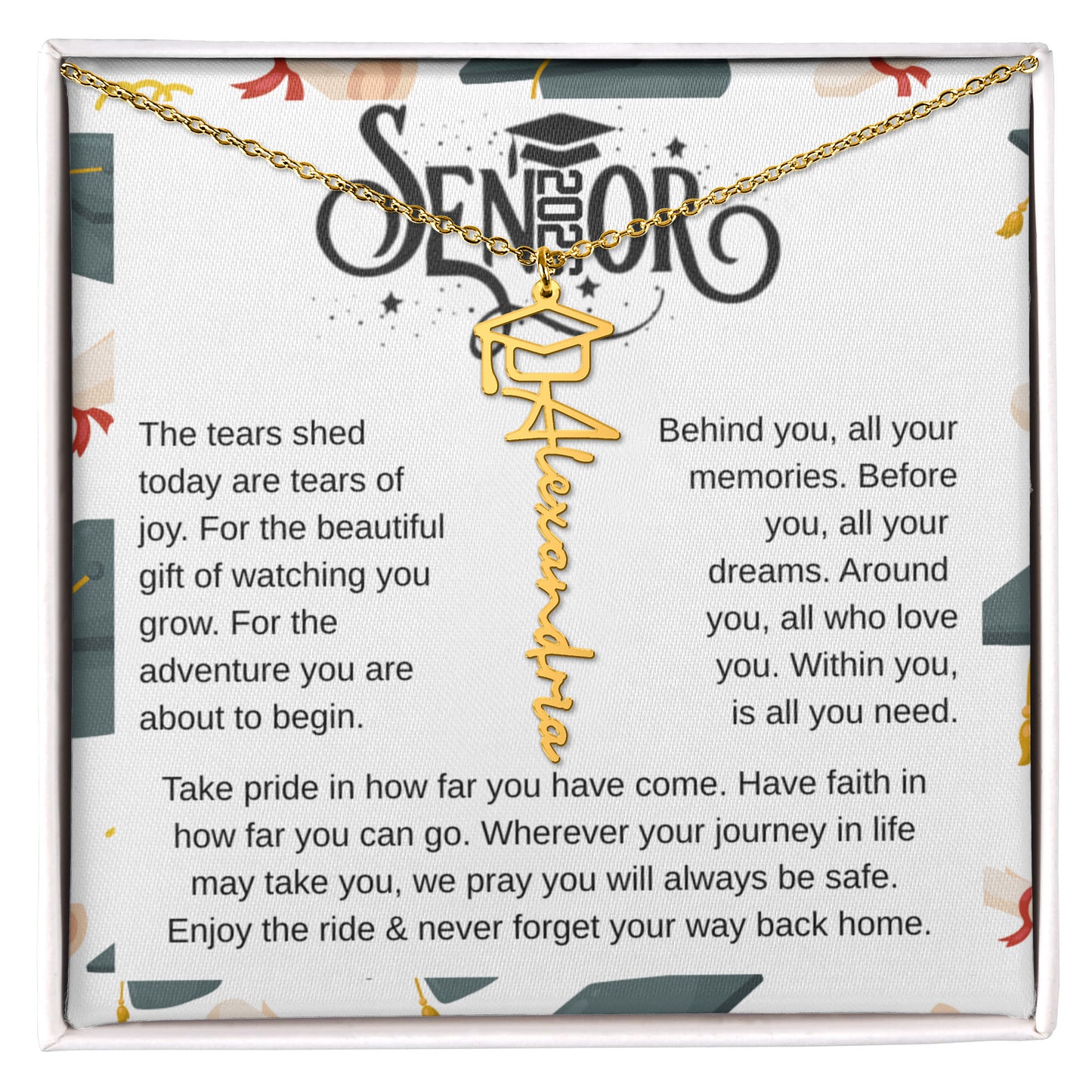 Personalized Graduation Name Necklace – Class of 2026 Gift