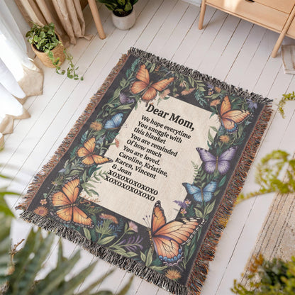 Personalized "With Your Own Words" Heirloom Artwork Woven Blanket, Mother's Day, Birthday, Anniversary, Valentine's Day