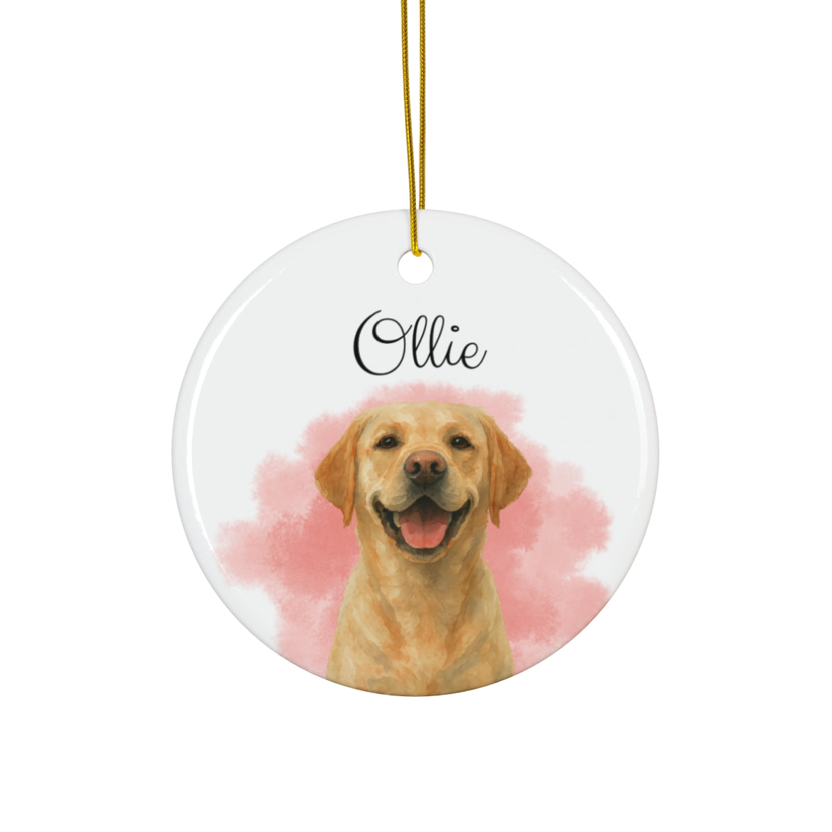 Custom Dog Photo Christmas Ornament – Personalized Watercolor Keepsake with Name