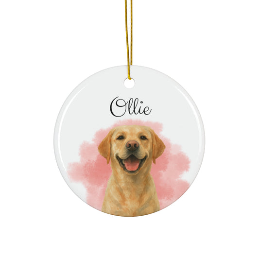 Custom Dog Photo Christmas Ornament – Personalized Watercolor Keepsake with Name