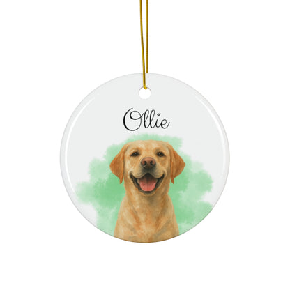 Custom Dog Photo Christmas Ornament – Personalized Watercolor Keepsake with Name
