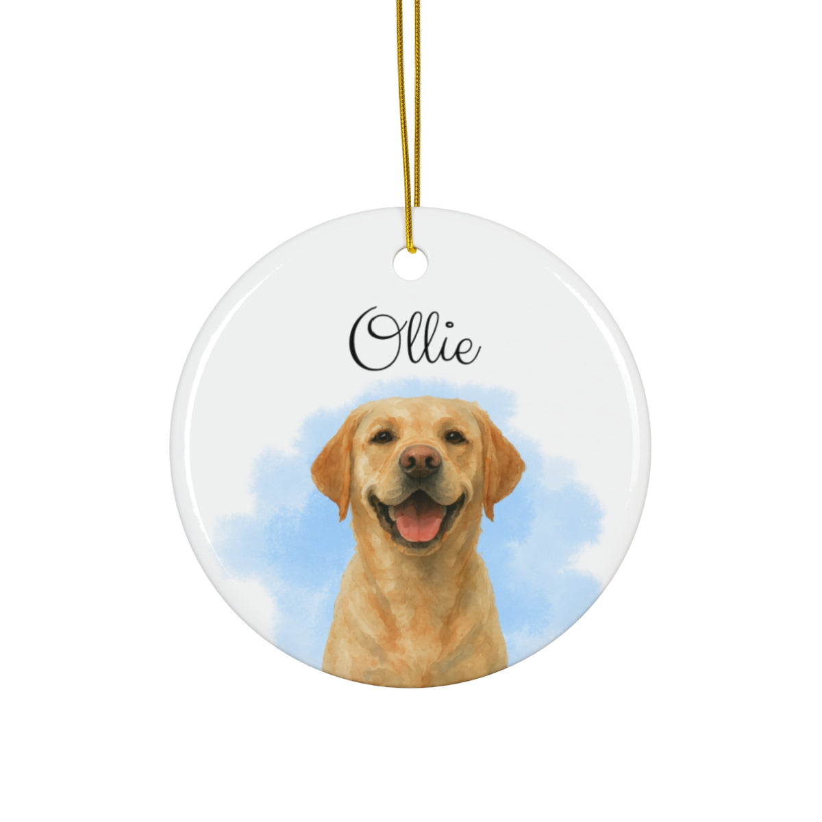 Custom Dog Photo Christmas Ornament – Personalized Watercolor Keepsake with Name