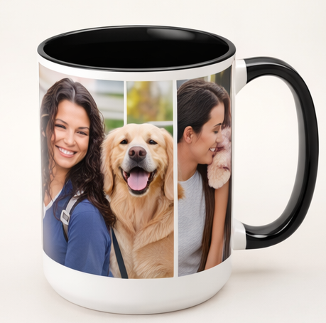 personalized black handle photo mug custom coffee mug