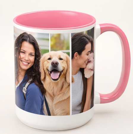 custom photo mug pink accent personalized gift mug