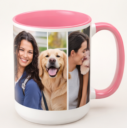 custom photo mug pink accent personalized gift mug